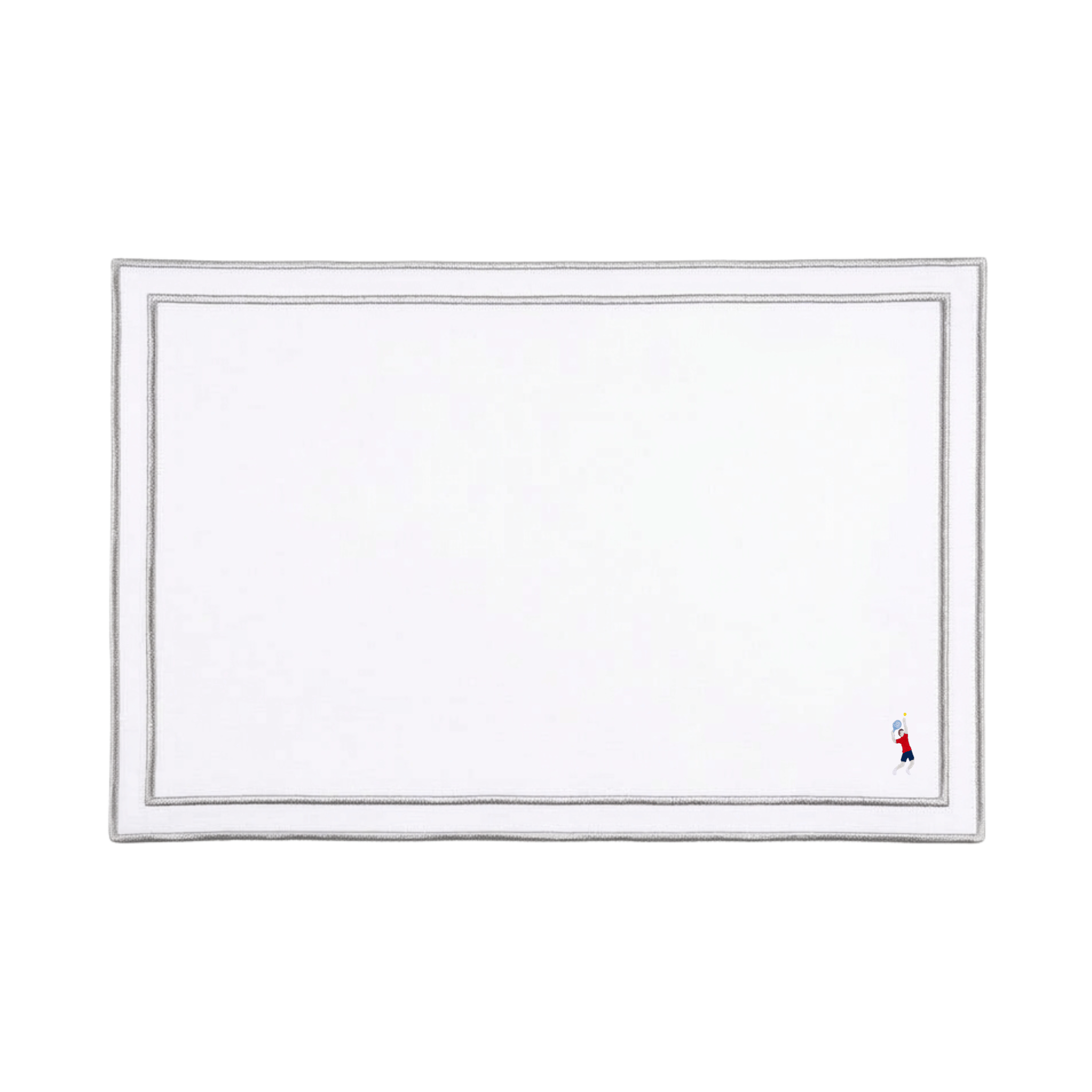 Nazaré white cotton table linen with embroidered retro sports motifs