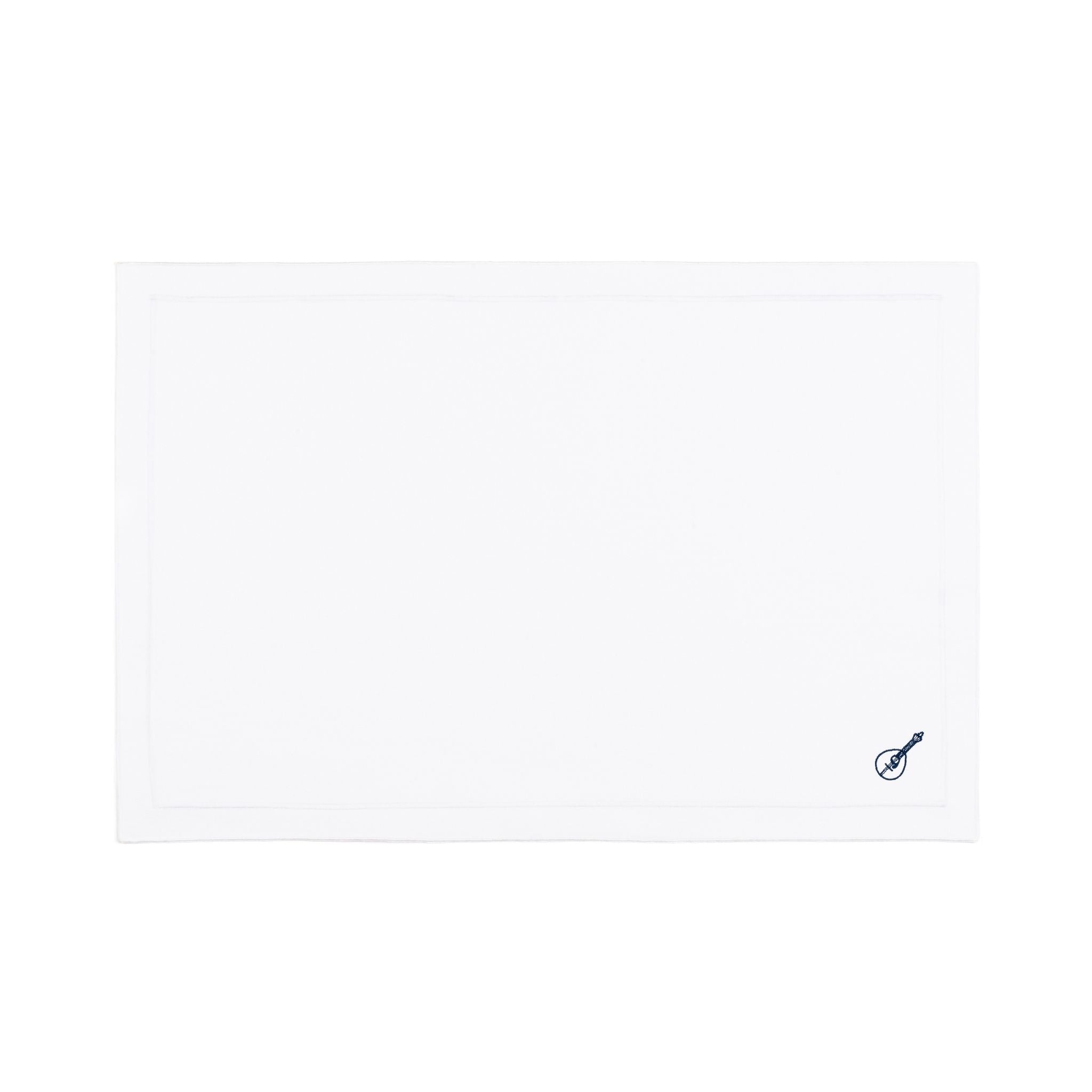 Nazaré white cotton table linen with embroidered Portugal-inspired motifs