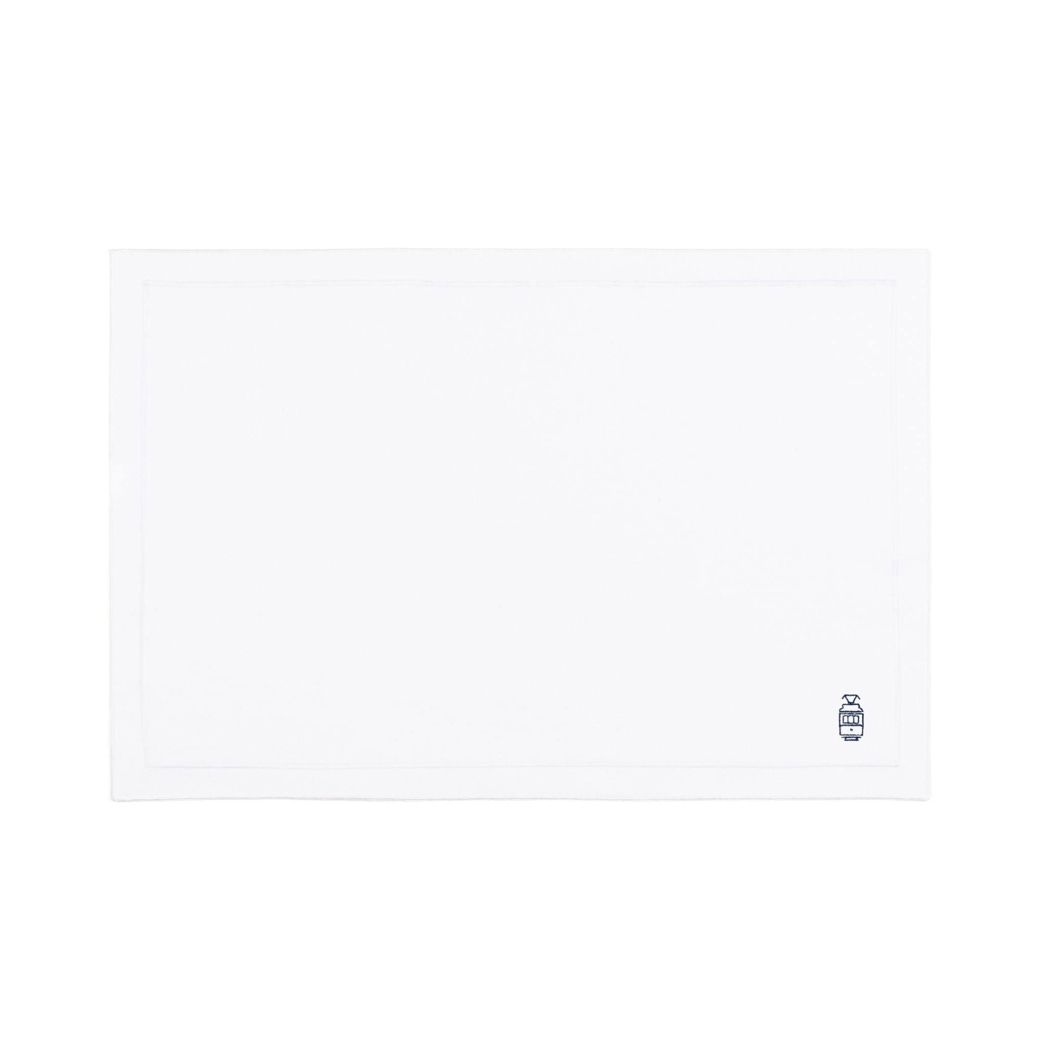 Nazaré white cotton table linen with embroidered Portugal-inspired motifs