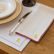 Nazaré white cotton table linen with embroidered Easter motifs